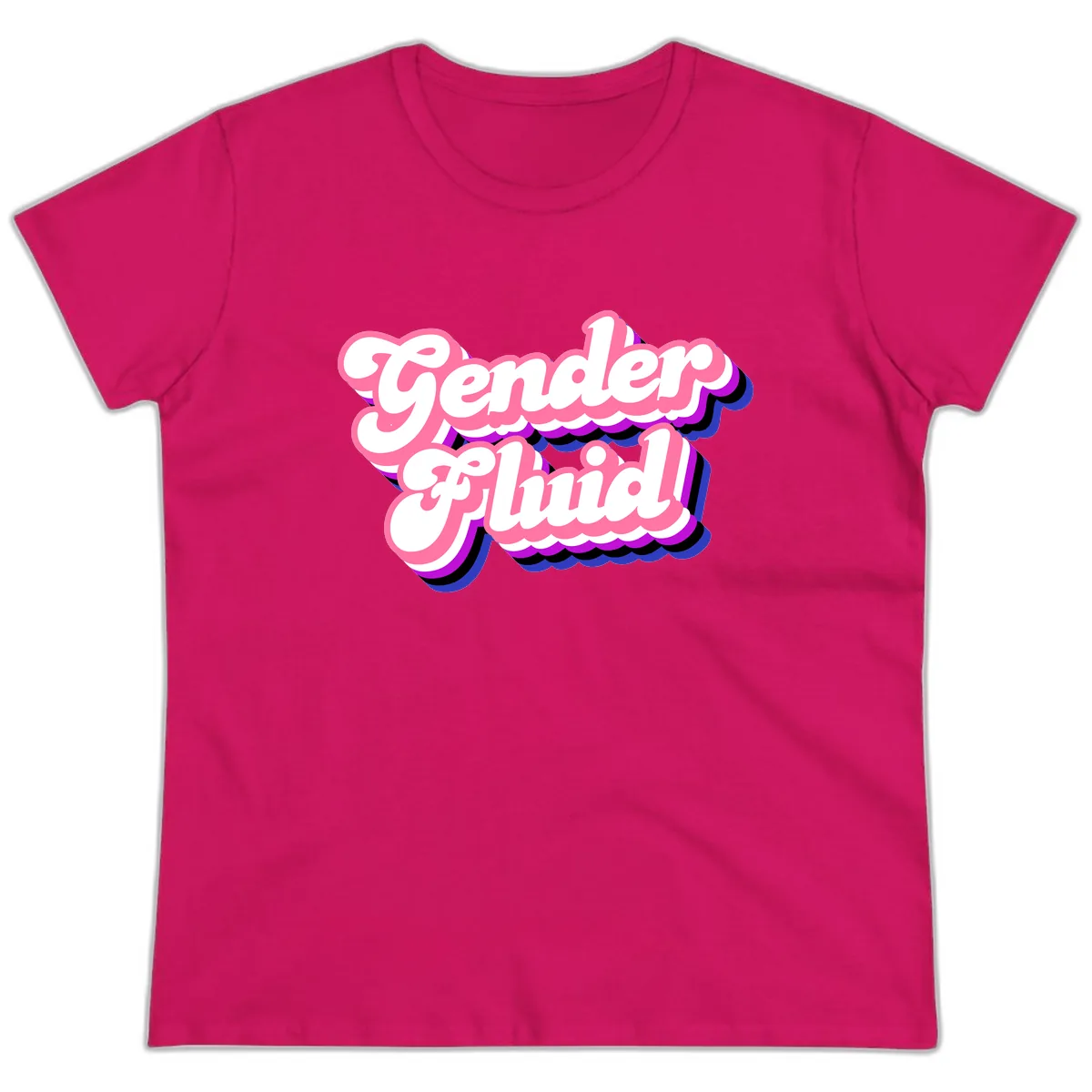 Gender Fluid Ladies Tee in Heliconia