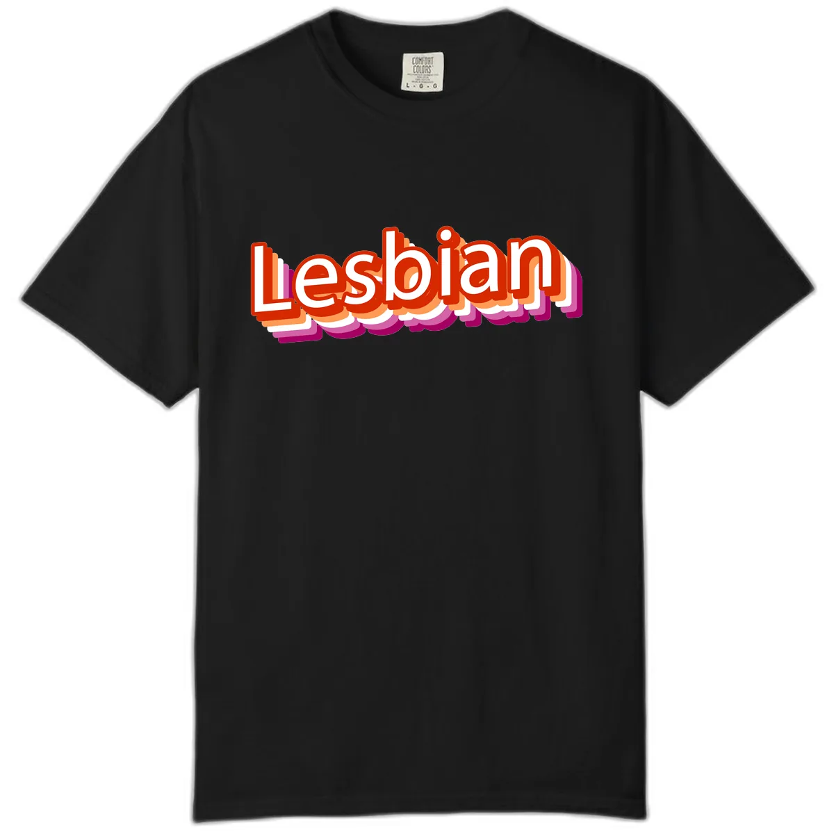 Lesbian Pride Colorful Text Design Comfort Color in Black