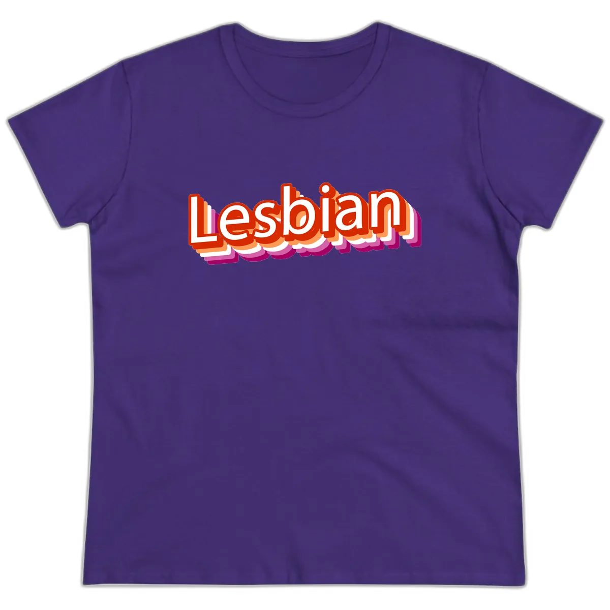 Lesbian Pride Colorful Text Design Ladies Tee in Purple