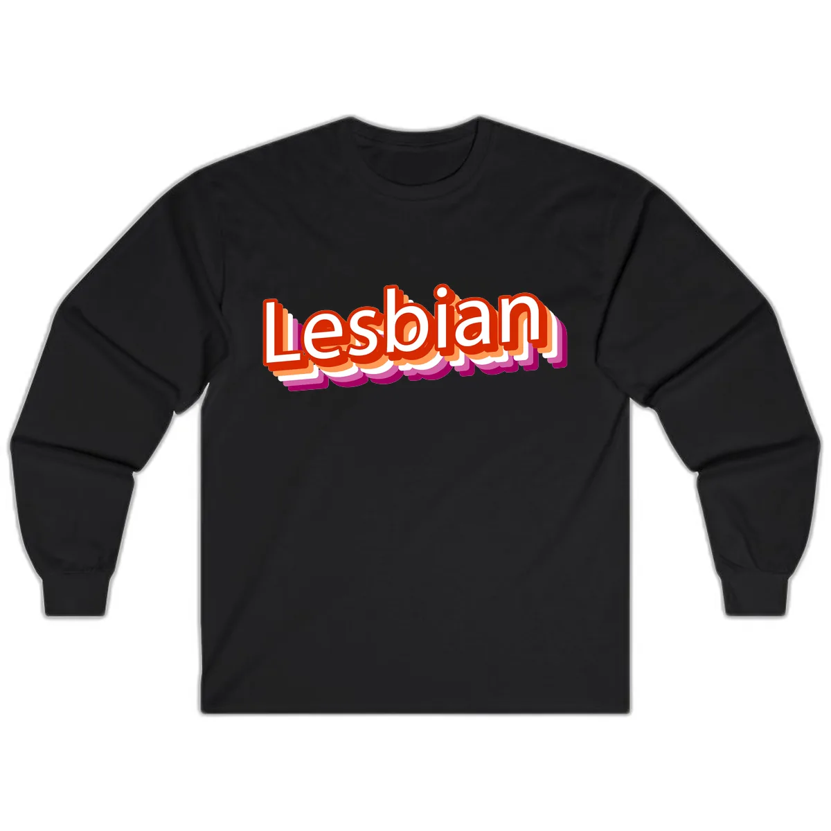 Lesbian Pride Colorful Text Design Long Sleeve in Black
