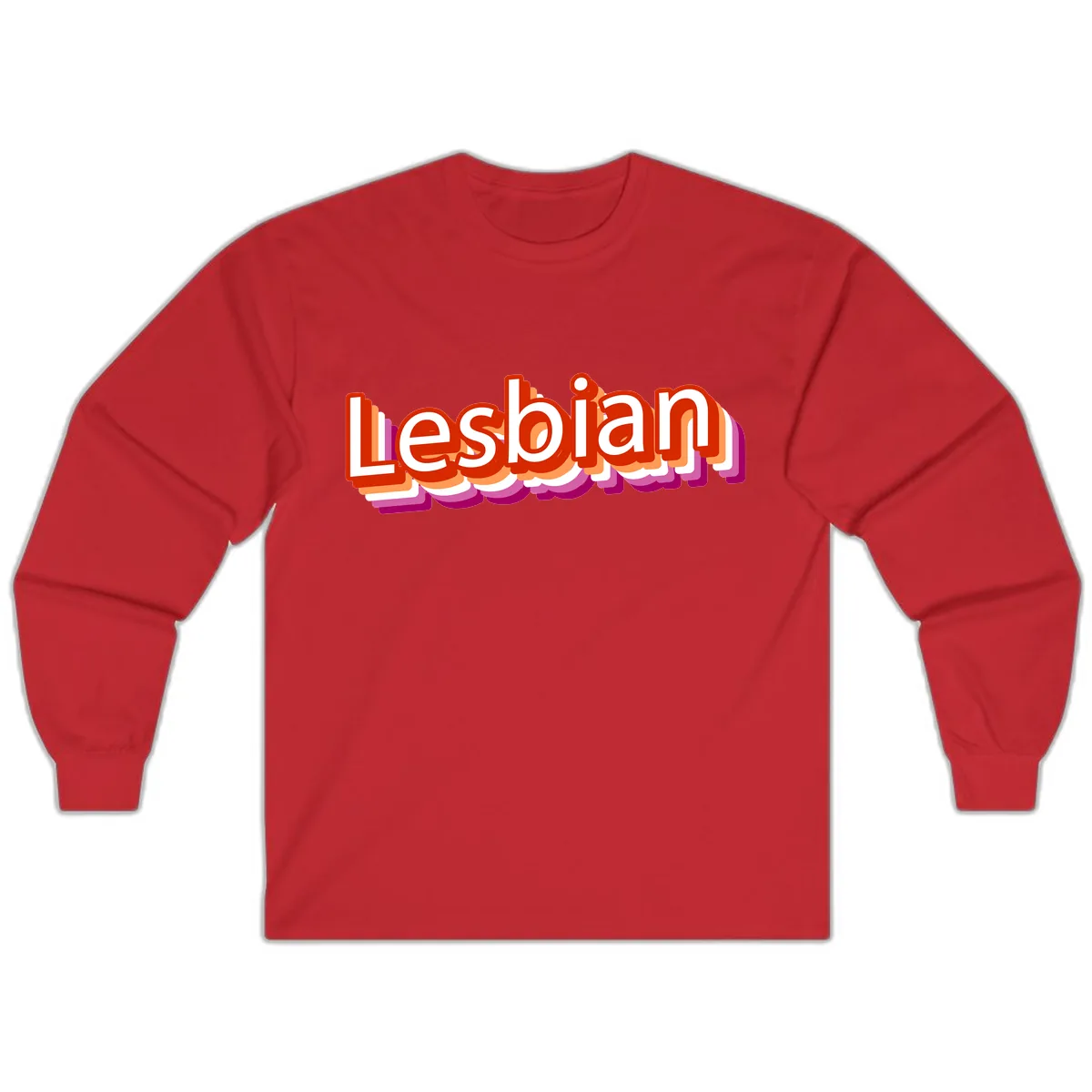 Lesbian Pride Colorful Text Design Long Sleeve in Red