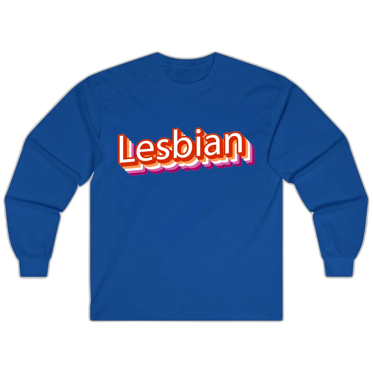 Lesbian Pride Colorful Text Design Long Sleeve in Royal