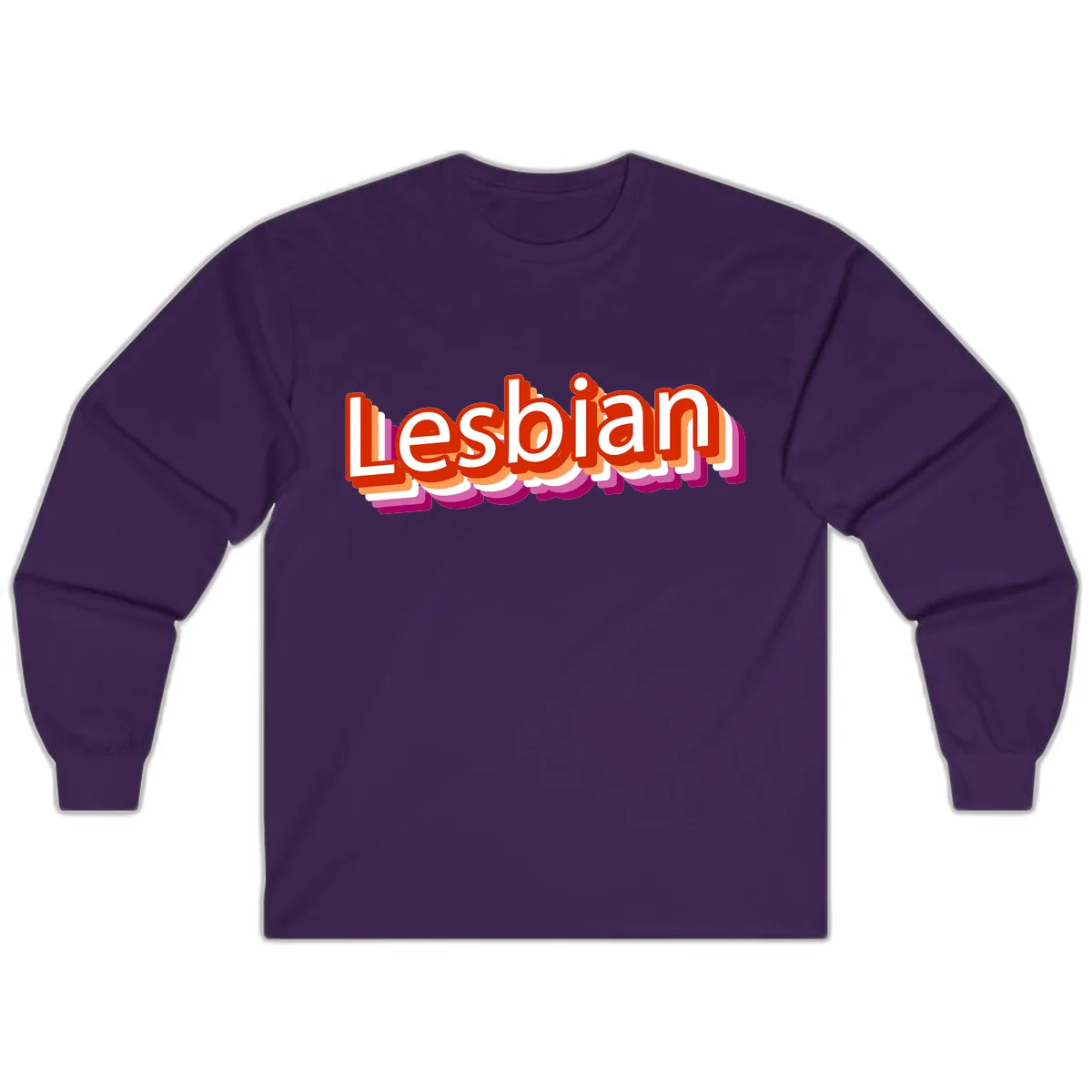 Lesbian Pride Colorful Text Design Long Sleeve in Purple