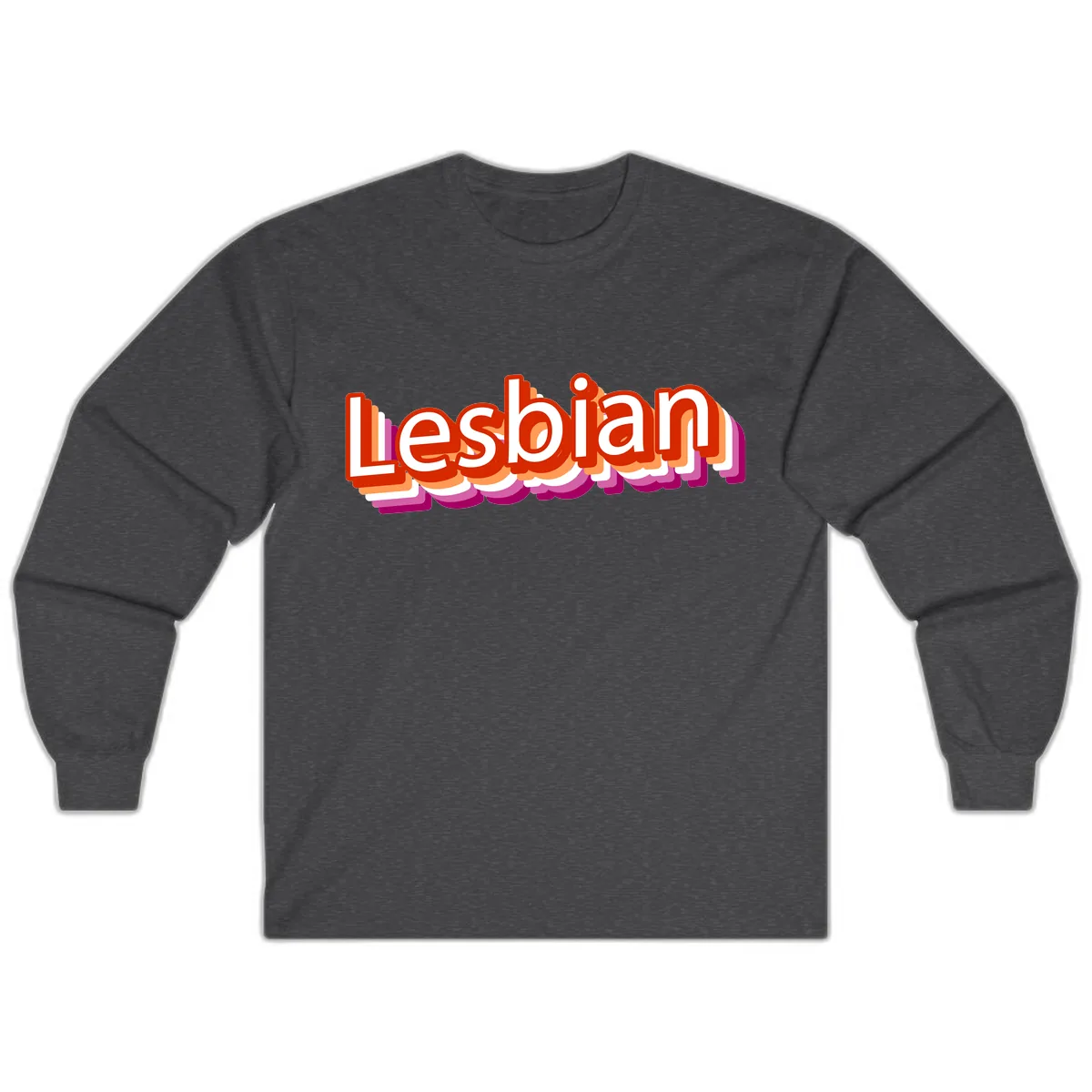 Lesbian Pride Colorful Text Design Long Sleeve in Dark Heather