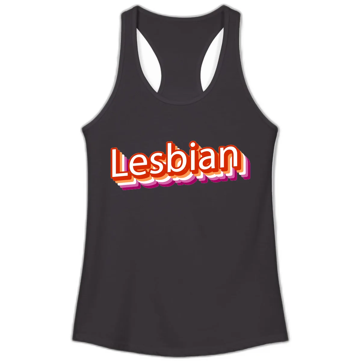 Lesbian Pride Colorful Text Design Ladies Tank in Black