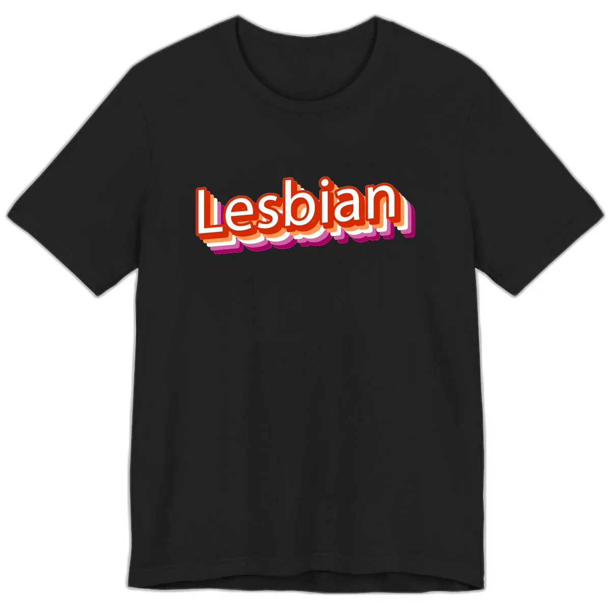 Lesbian Pride Colorful Text Design Premium T-Shirt in Black