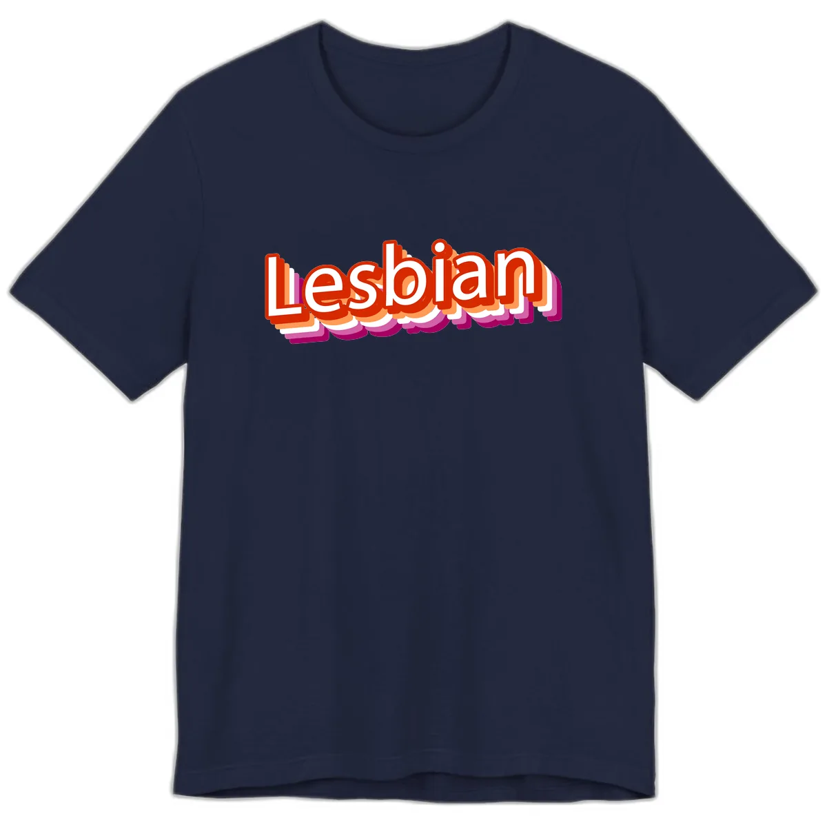 Lesbian Pride Colorful Text Design Premium T-Shirt in Navy