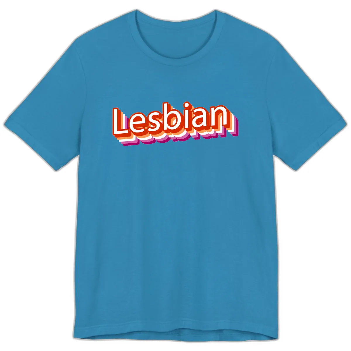Lesbian Pride Colorful Text Design Premium T-Shirt in Aqua