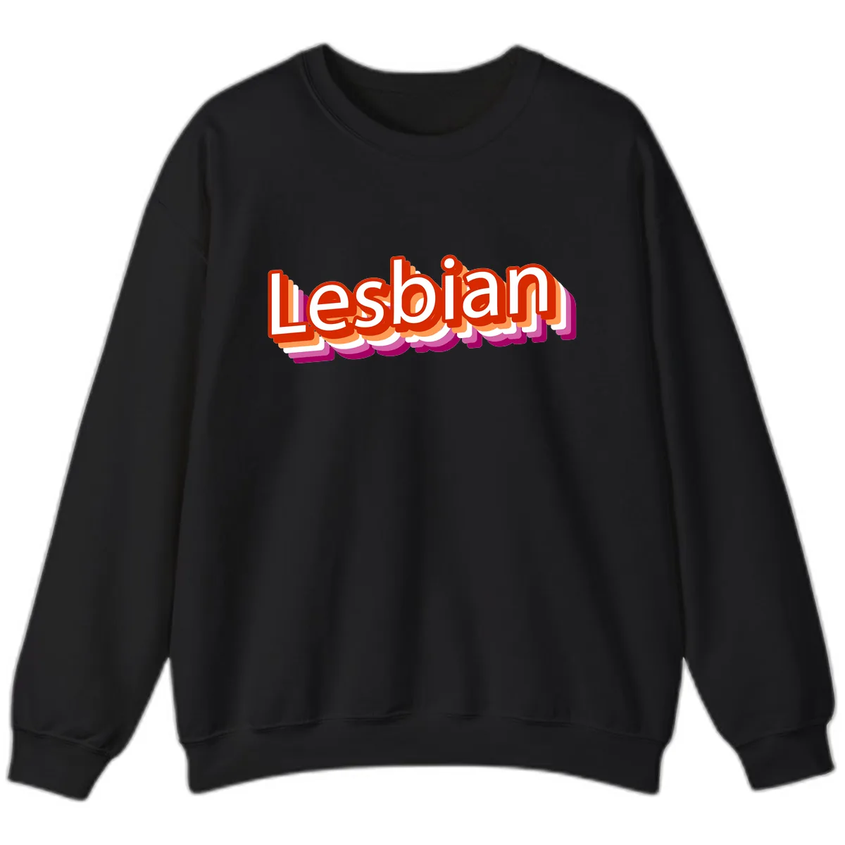 Lesbian Pride Colorful Text Design Sweatshirt in Black