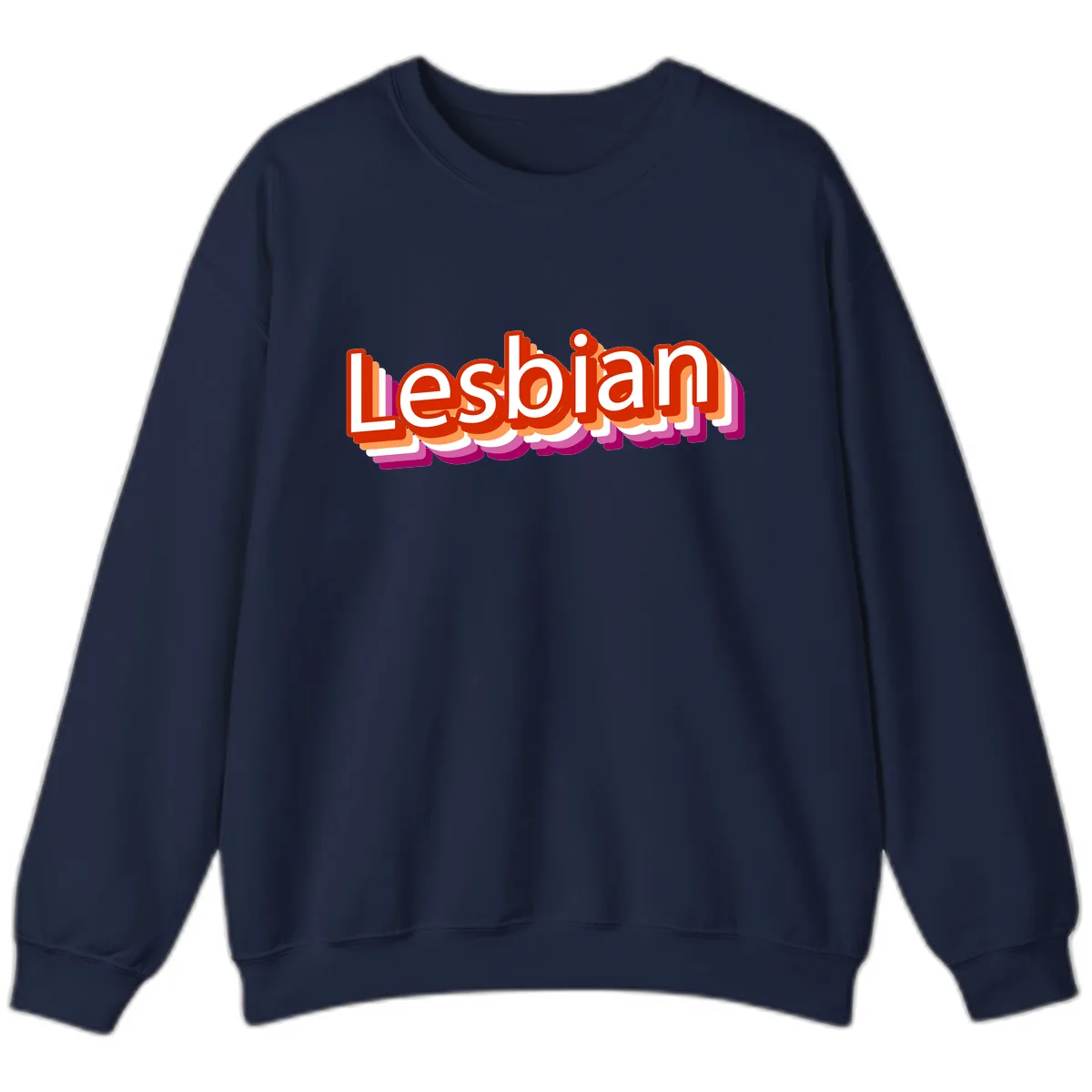Lesbian Pride Colorful Text Design Sweatshirt in Navy