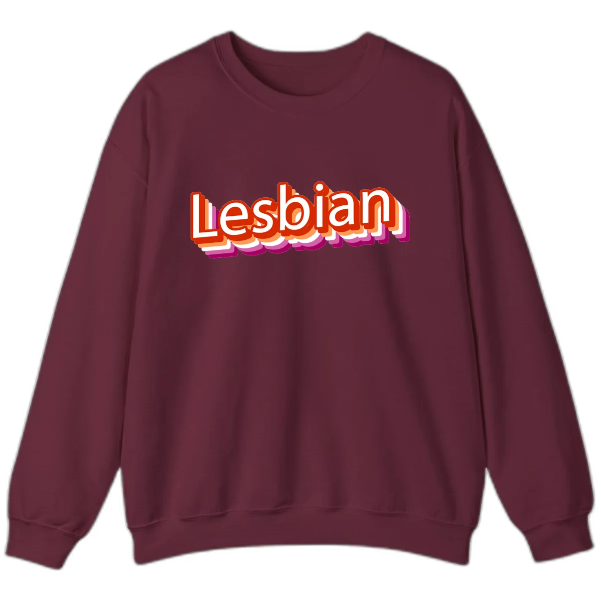 Lesbian Pride Colorful Text Design Sweatshirt in Maroon