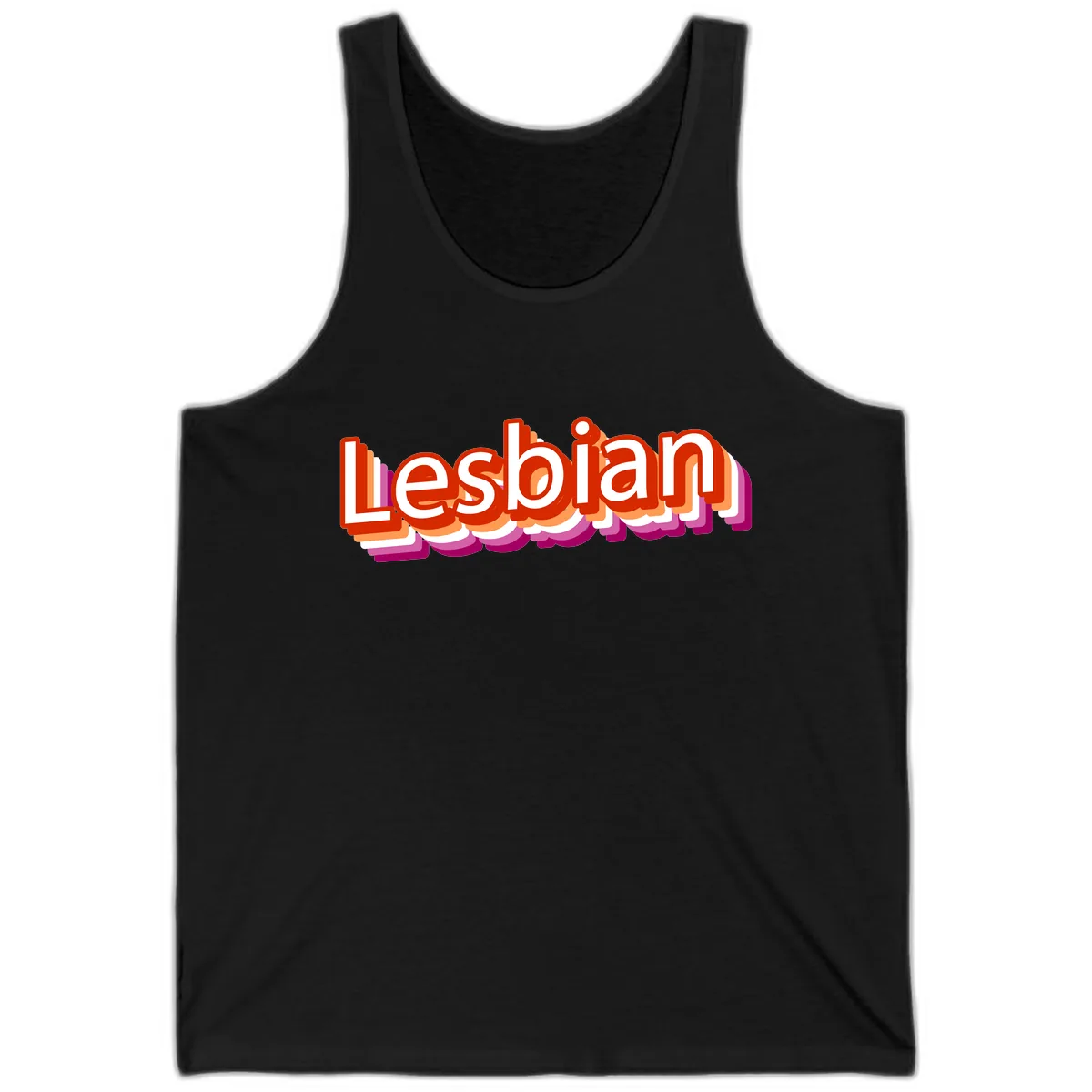 Lesbian Pride Colorful Text Design Tank in Black