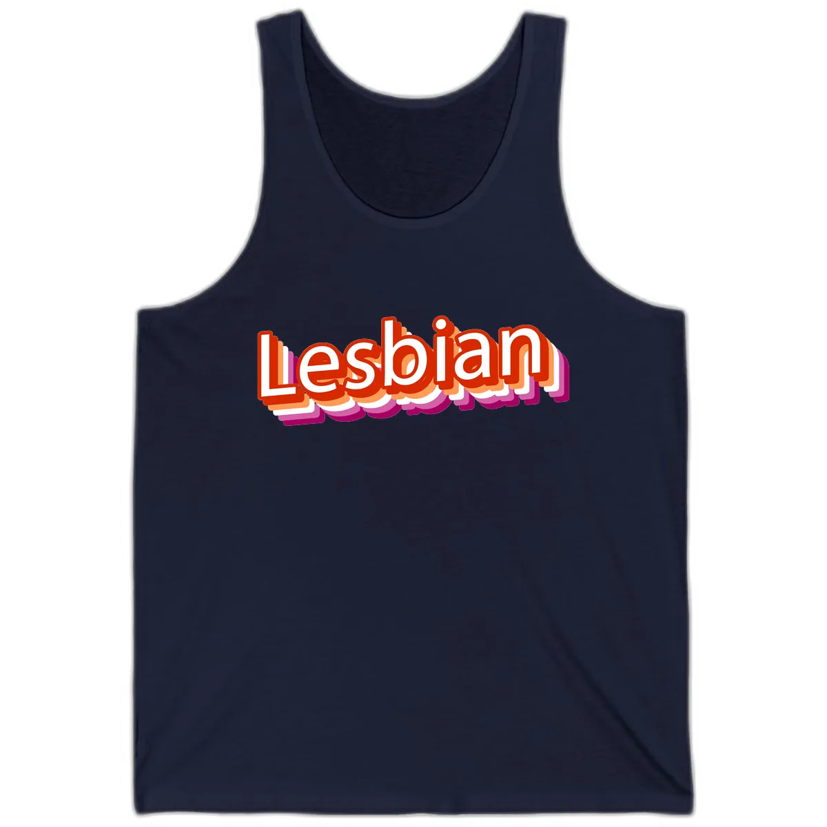 Lesbian Pride Colorful Text Design Tank in Navy