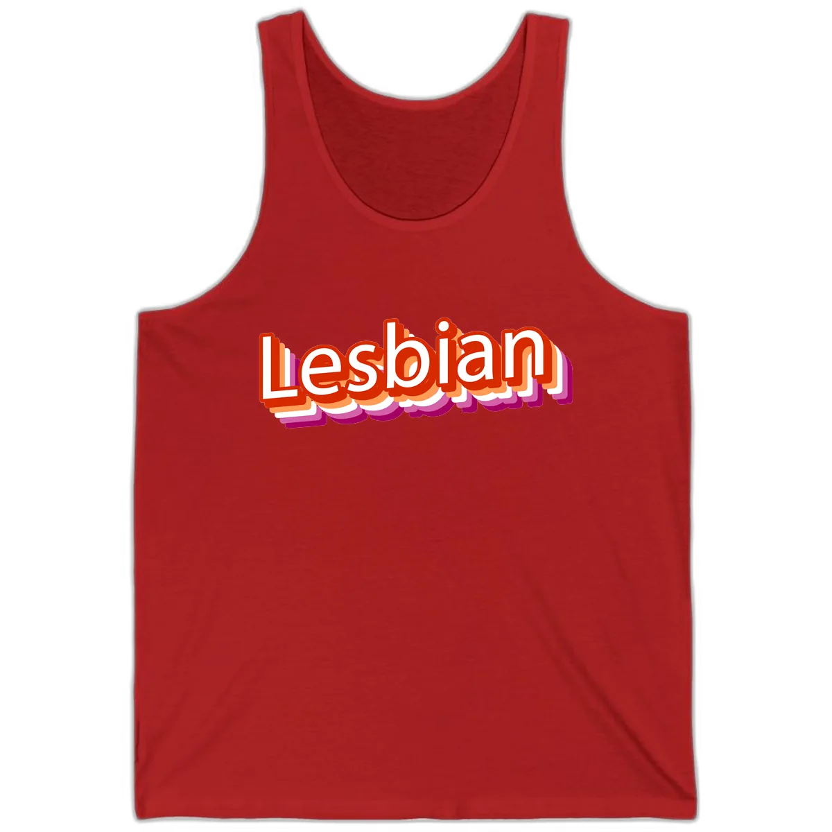 Lesbian Pride Colorful Text Design Tank in Red