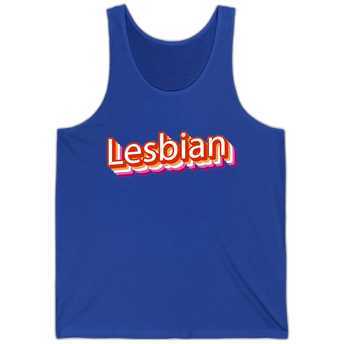 Lesbian Pride Colorful Text Design Tank in True Royal
