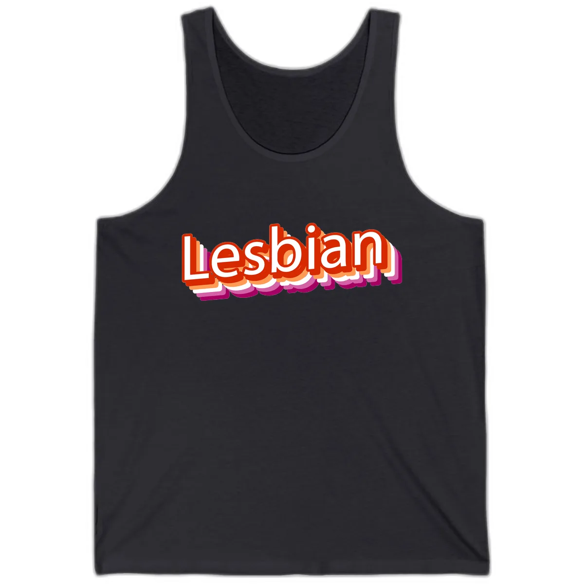 Lesbian Pride Colorful Text Design Tank in Dark Grey