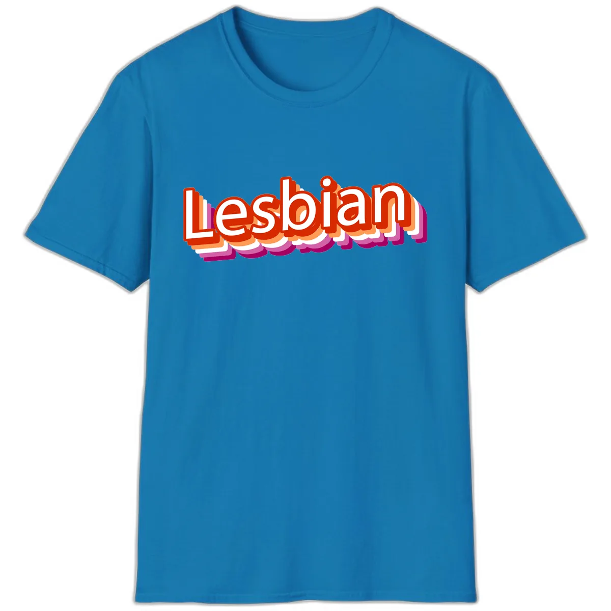 Lesbian Pride Colorful Text Design T-Shirt in Sapphire