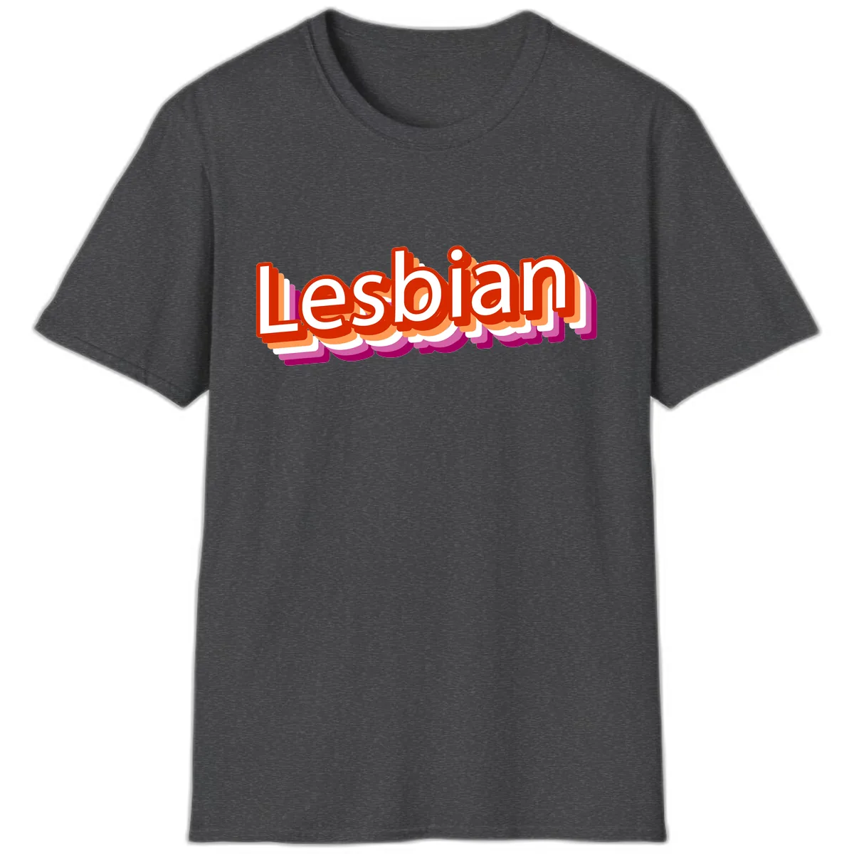 Lesbian Pride Colorful Text Design T-Shirt in Dark Heather