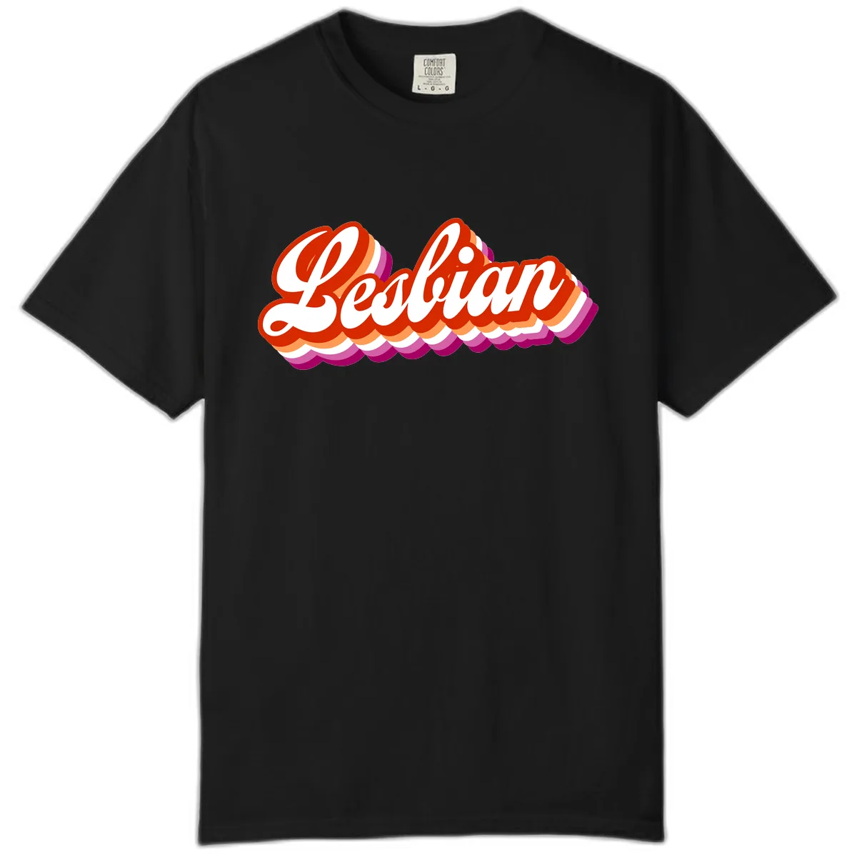 Lesbian Pride Bold Retro Text Comfort Color in Black