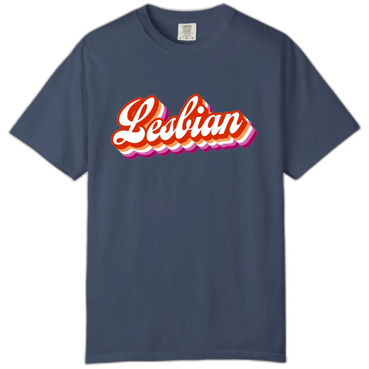 Lesbian Pride Bold Retro Text Comfort Color in Midnight