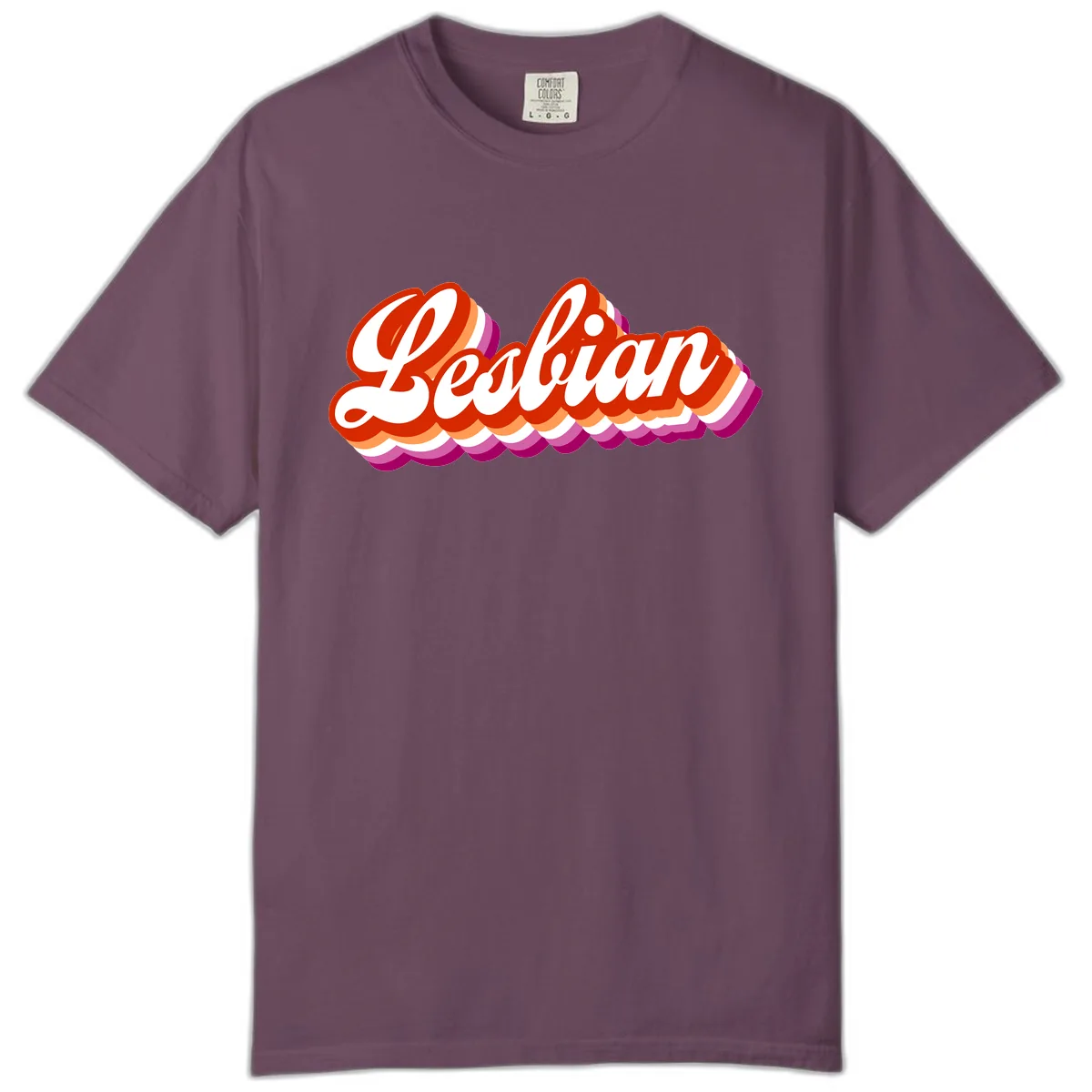 Lesbian Pride Bold Retro Text Comfort Color in Berry