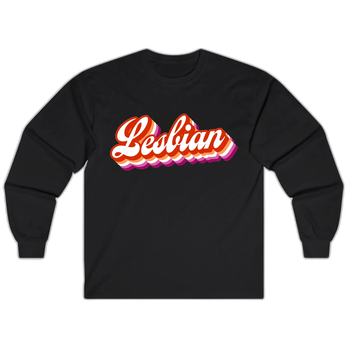 Lesbian Pride Bold Retro Text Long Sleeve in Black