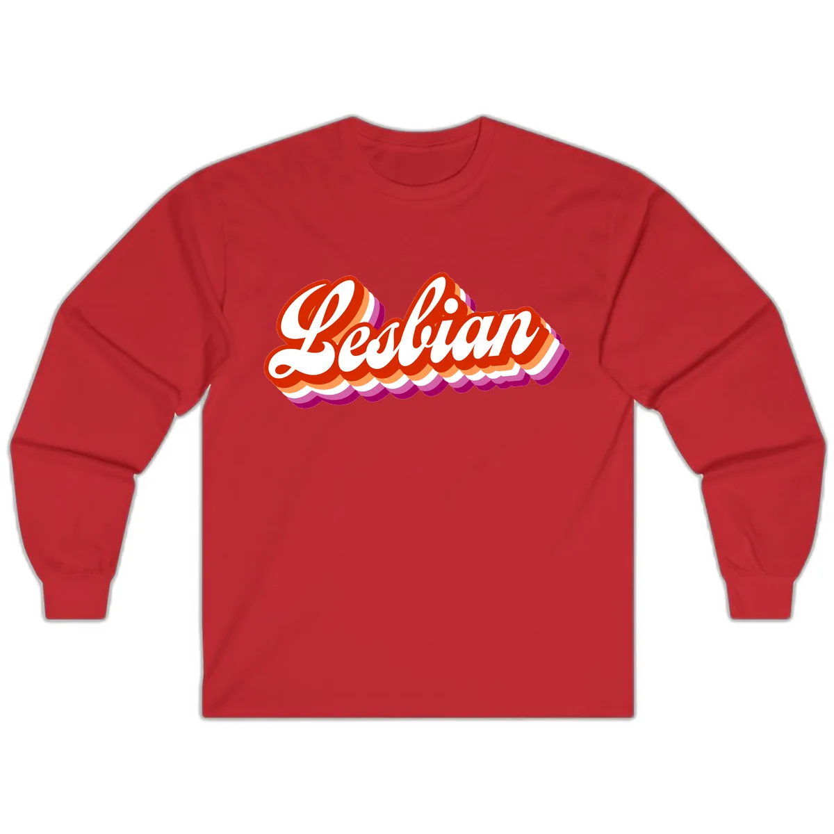 Lesbian Pride Bold Retro Text Long Sleeve in Red
