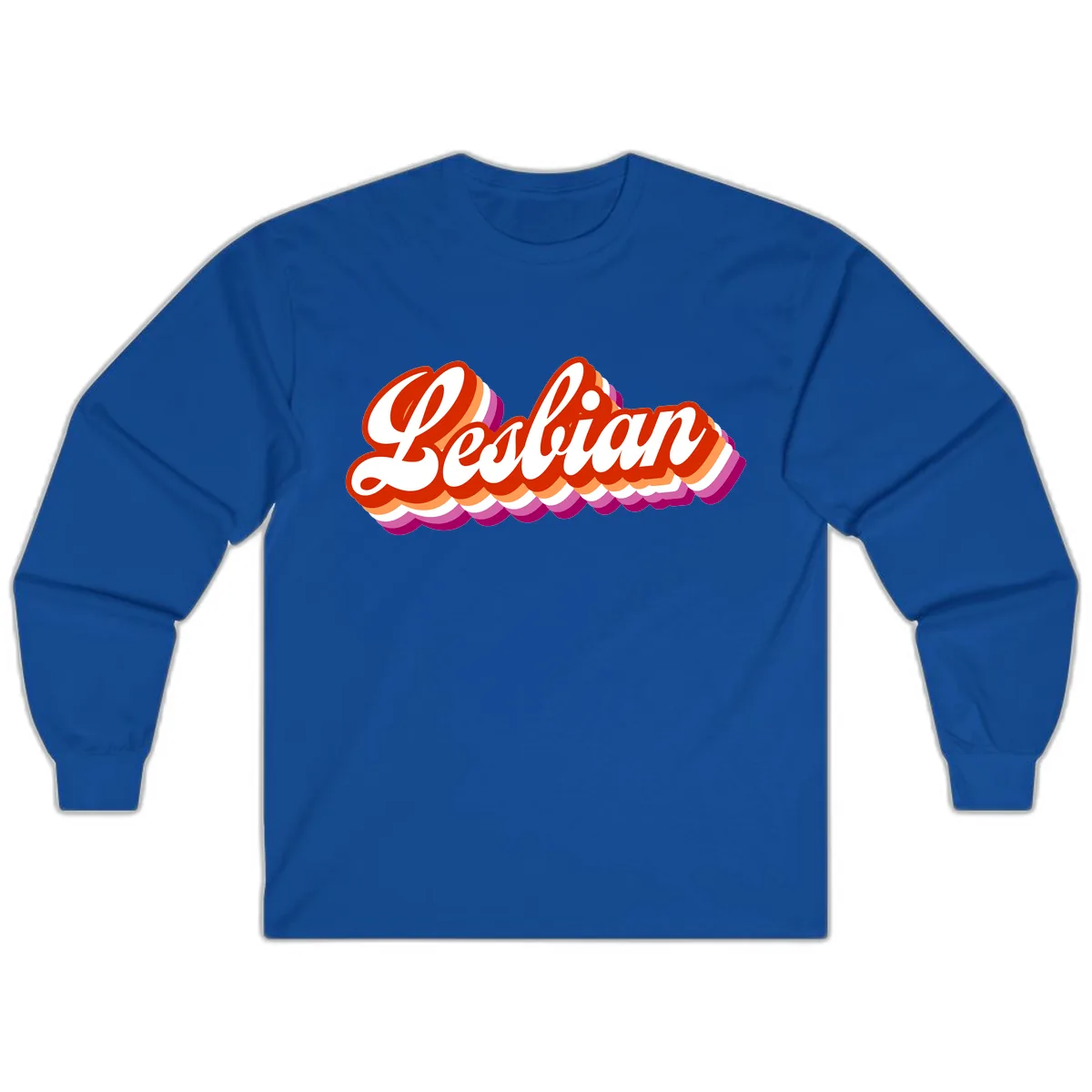 Lesbian Pride Bold Retro Text Long Sleeve in Royal