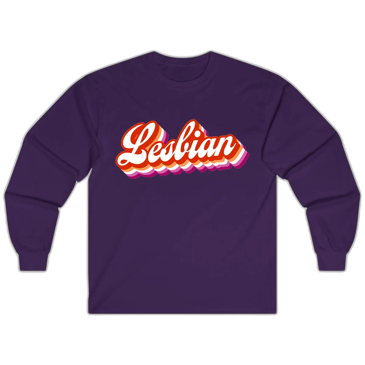 Lesbian Pride Bold Retro Text Long Sleeve in Purple