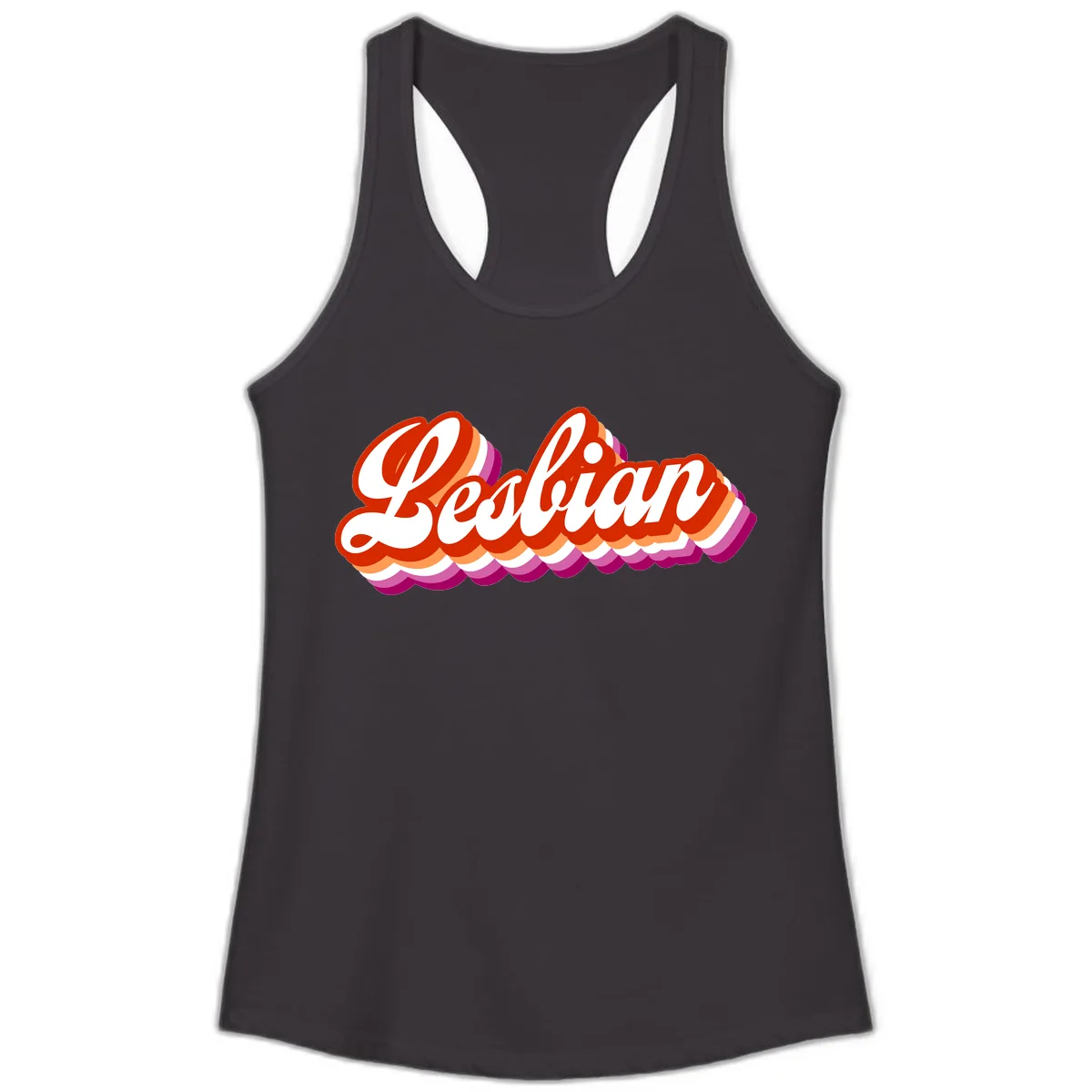 Lesbian Pride Bold Retro Text Ladies Tank in Black