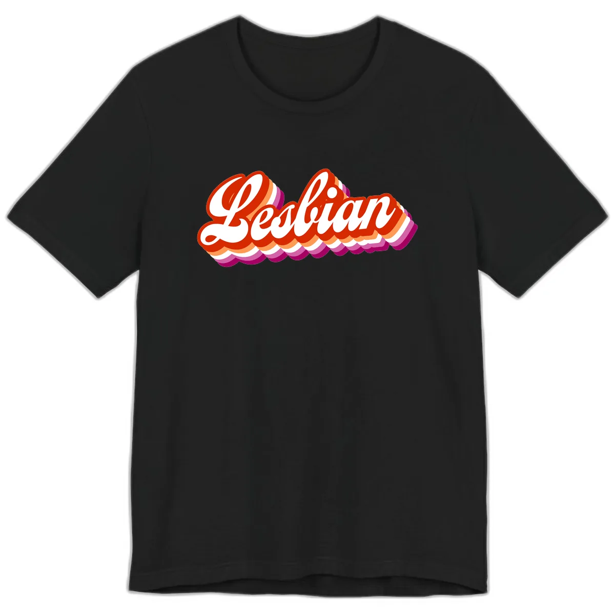 Lesbian Pride Bold Retro Text Premium T-Shirt in Black