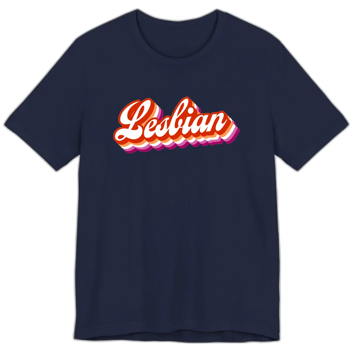 Lesbian Pride Bold Retro Text Premium T-Shirt in Navy