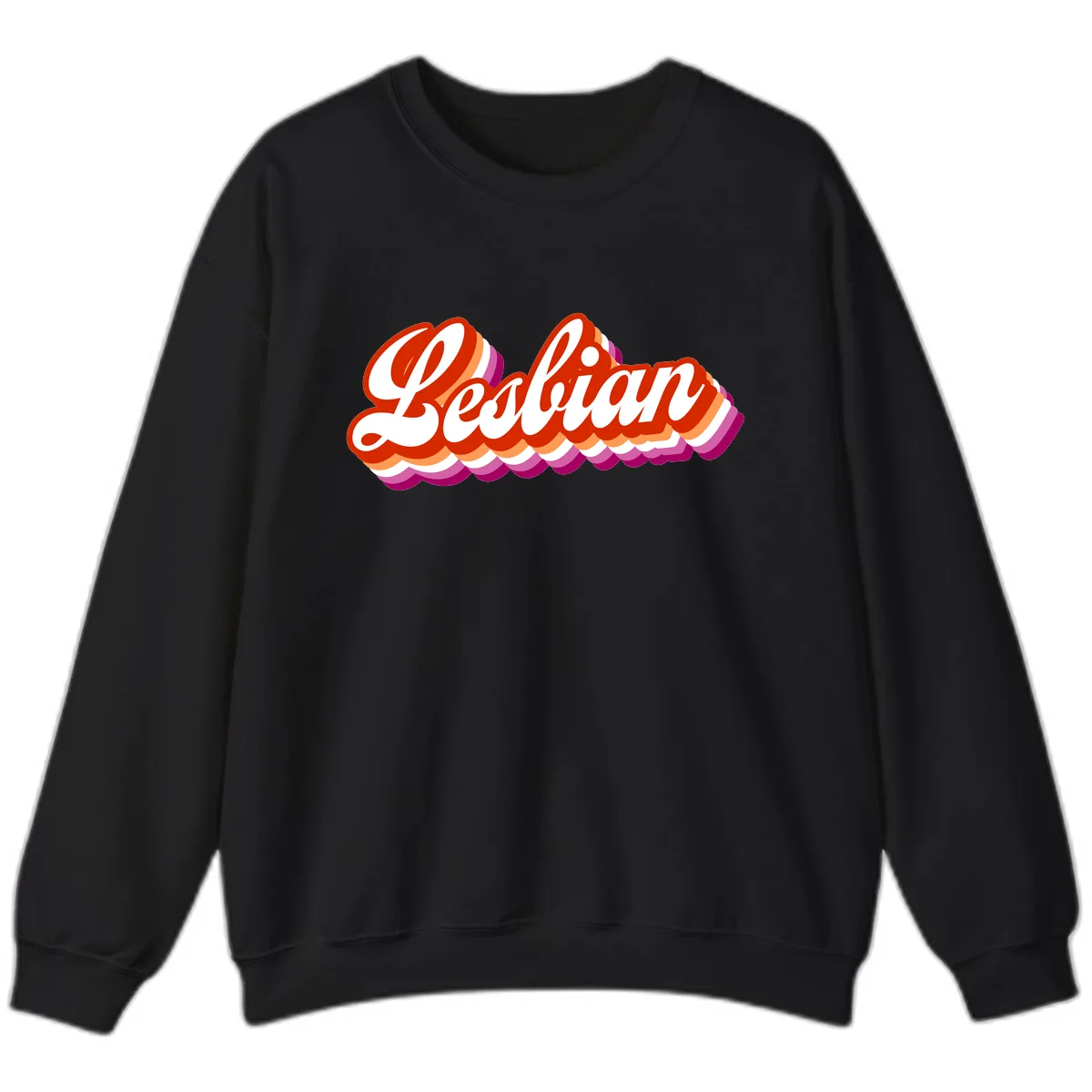 Lesbian Pride Bold Retro Text Sweatshirt in Black