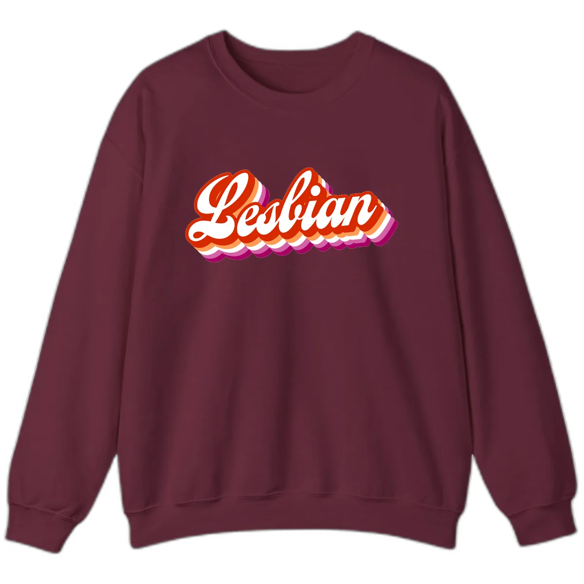 Lesbian Pride Bold Retro Text Sweatshirt in Maroon