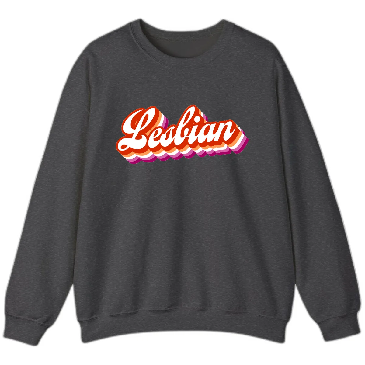 Lesbian Pride Bold Retro Text Sweatshirt in Dark Heather