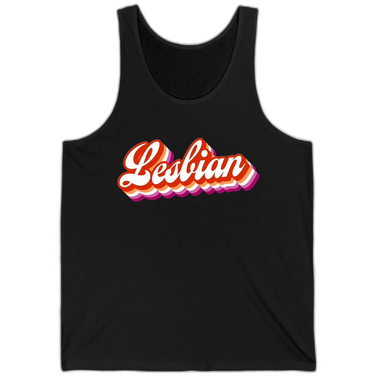 Lesbian Pride Bold Retro Text Tank in Black