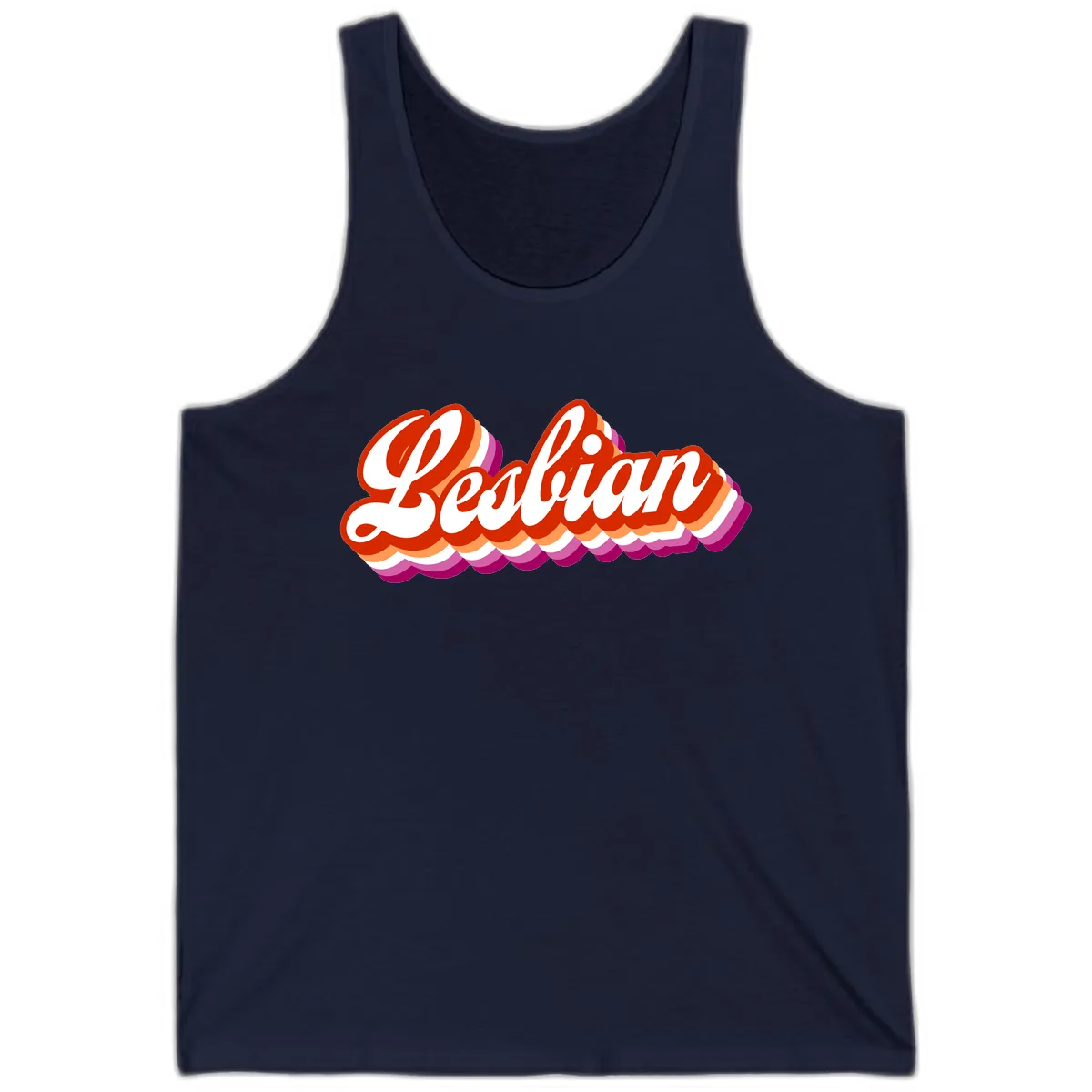 Lesbian Pride Bold Retro Text Tank in Navy