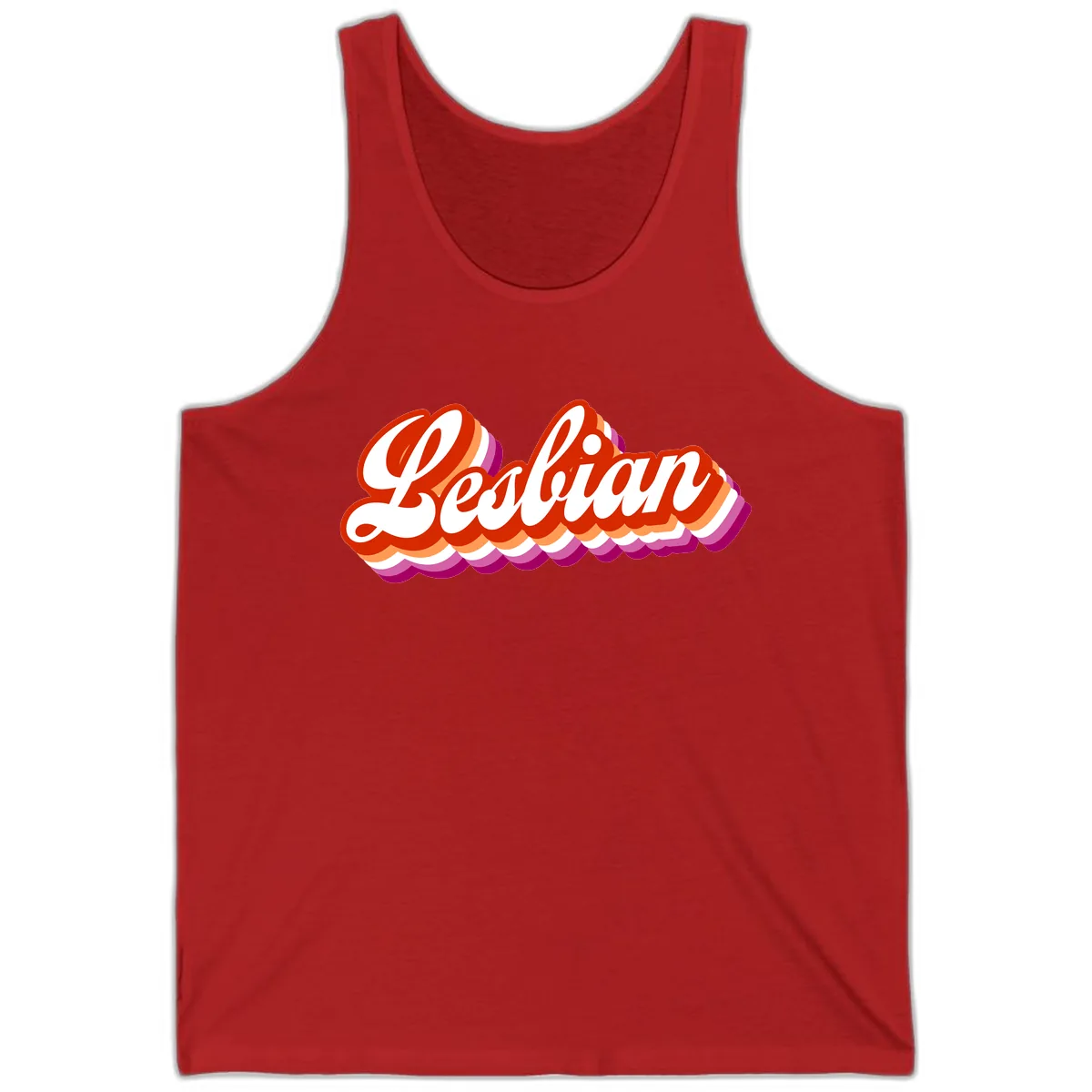 Lesbian Pride Bold Retro Text Tank in Red