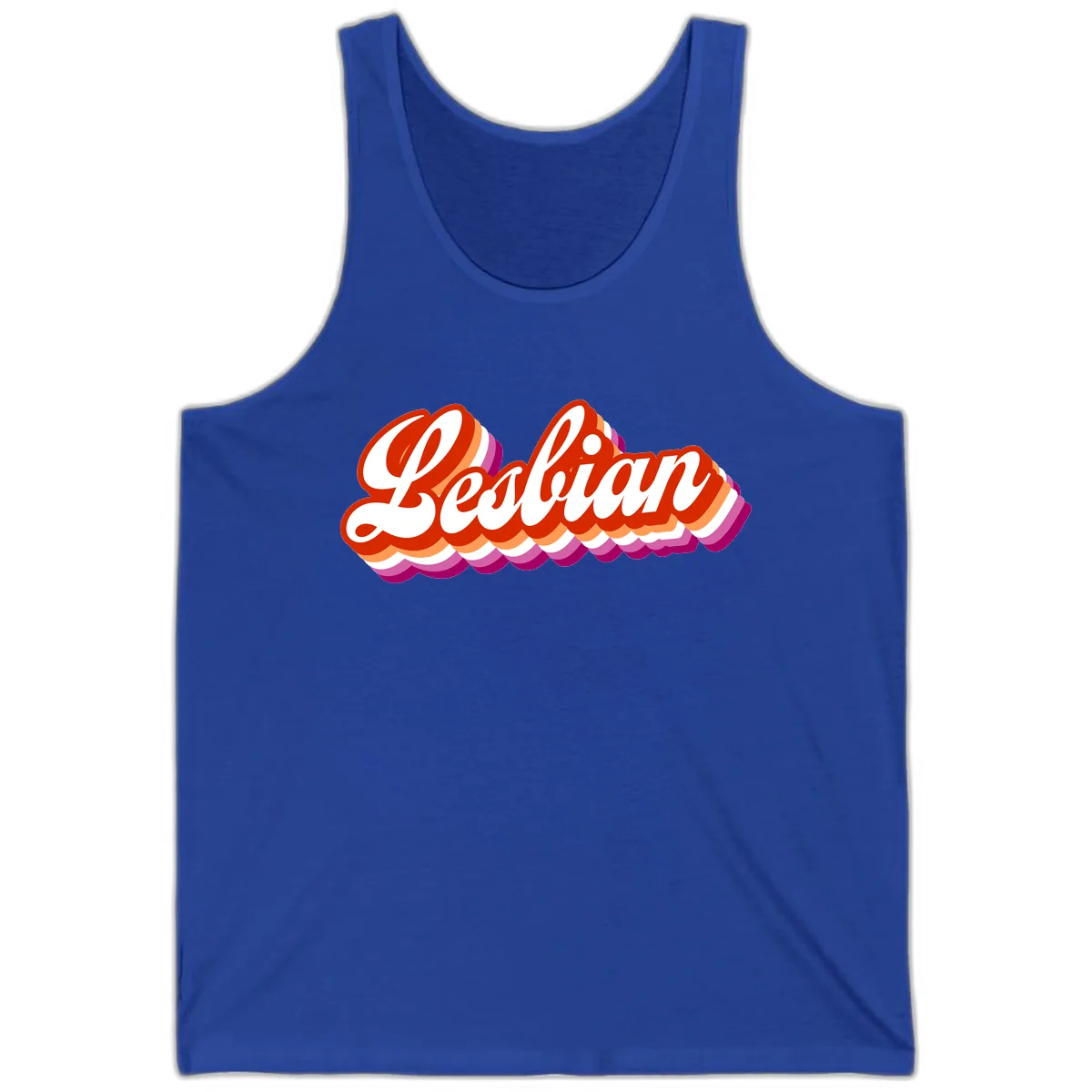 Lesbian Pride Bold Retro Text Tank in True Royal