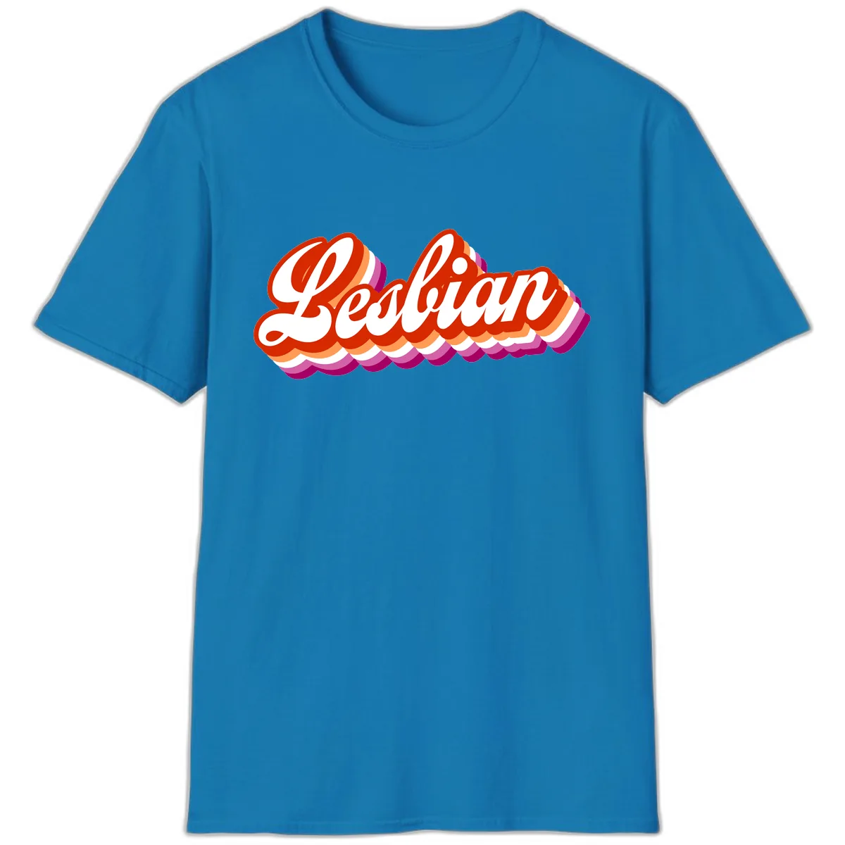 Lesbian Pride Bold Retro Text T-Shirt in Sapphire
