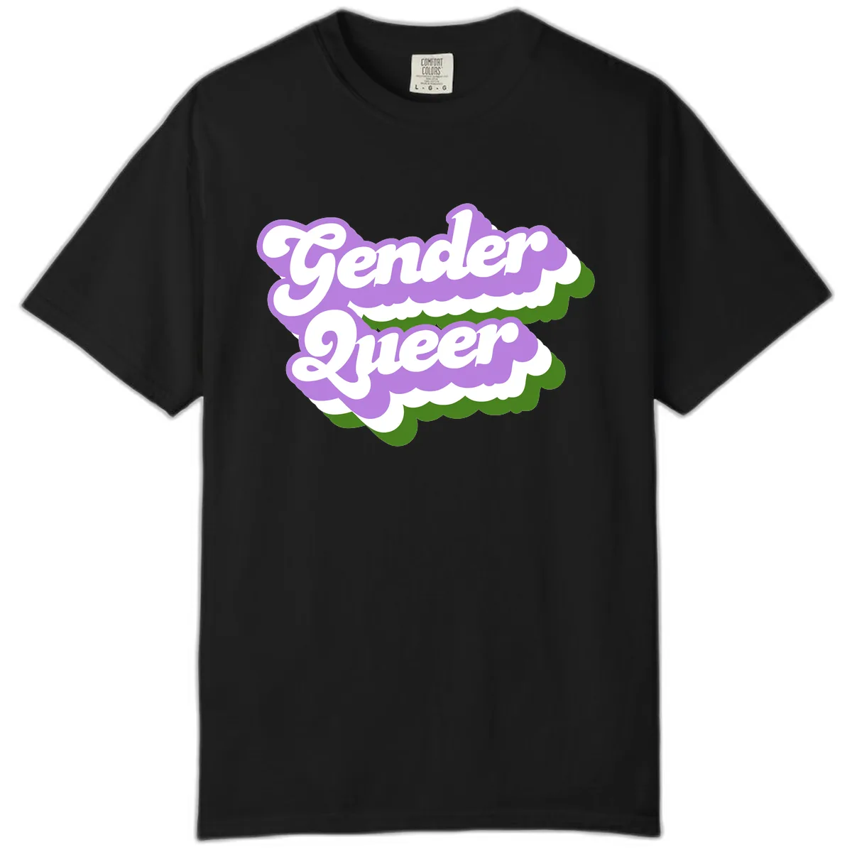 Gender Queer Pride Statement Comfort Color in Black