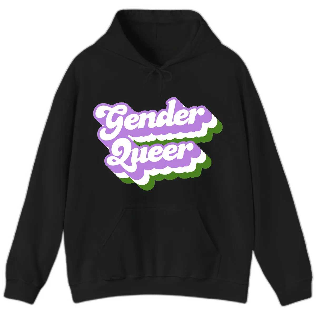Gender Queer Pride Statement Hoodie in Black