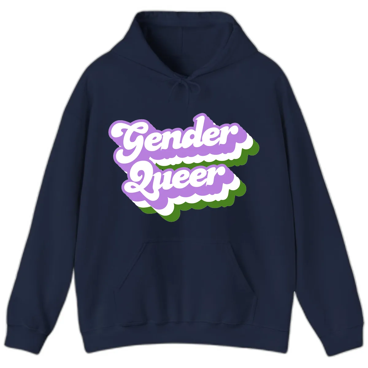 Gender Queer Pride Statement Hoodie in Navy