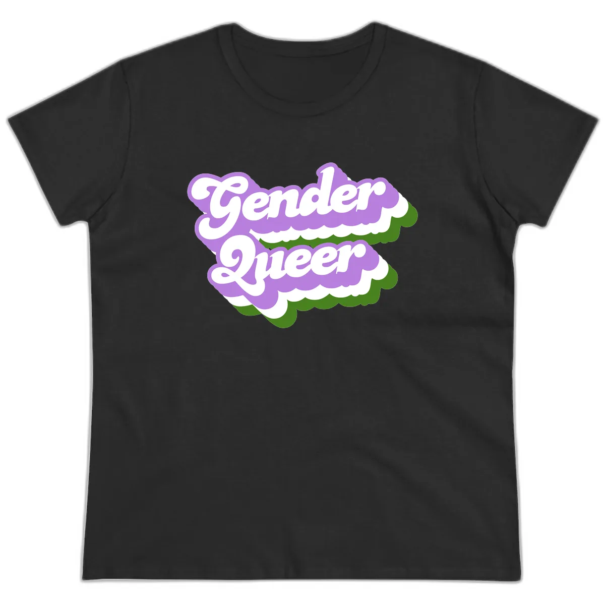 Gender Queer Pride Statement Ladies Tee in Black