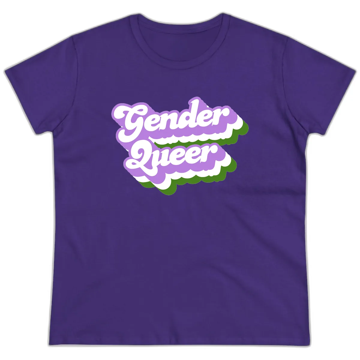 Gender Queer Pride Statement Ladies Tee in Purple