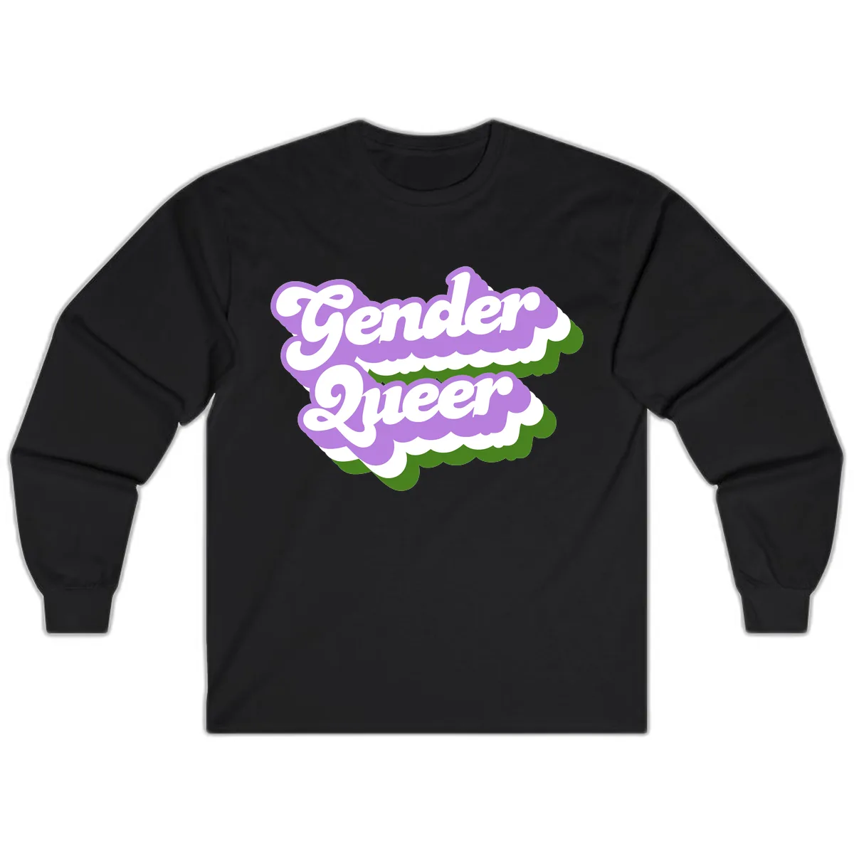Gender Queer Pride Statement Long Sleeve in Black