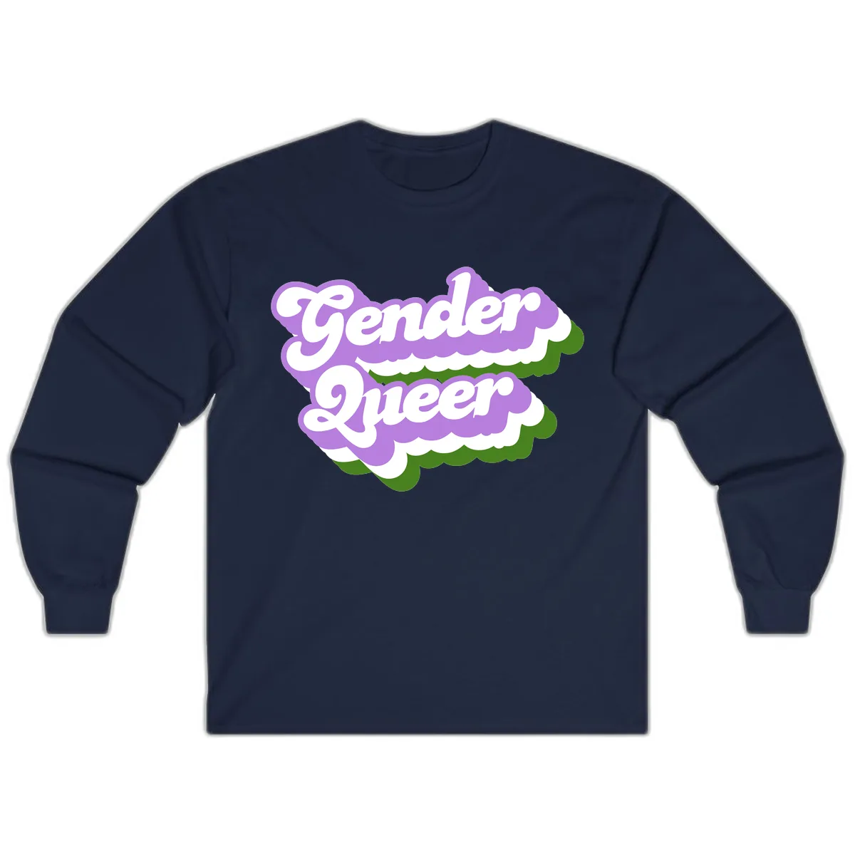 Gender Queer Pride Statement Long Sleeve in Navy