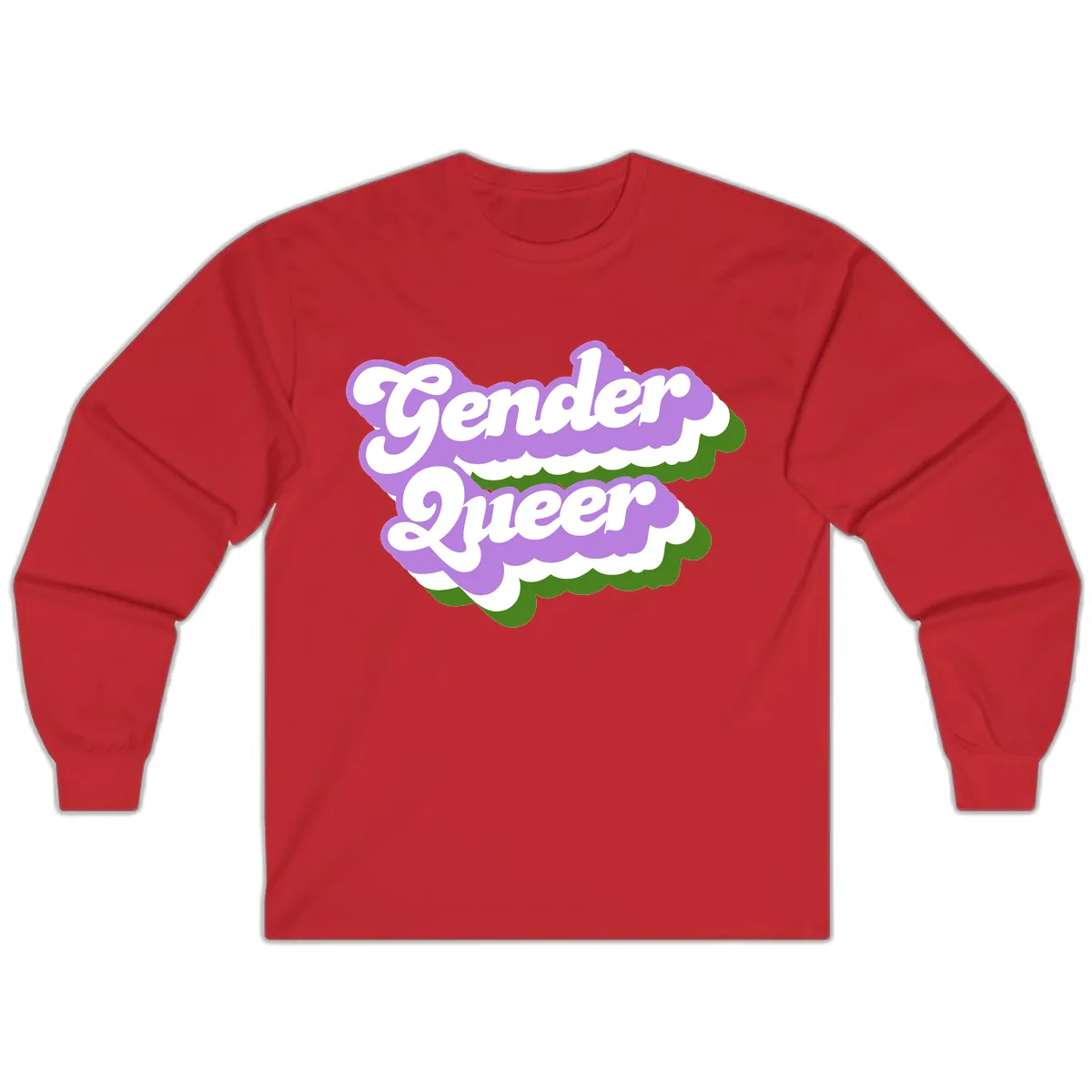Gender Queer Pride Statement Long Sleeve in Red
