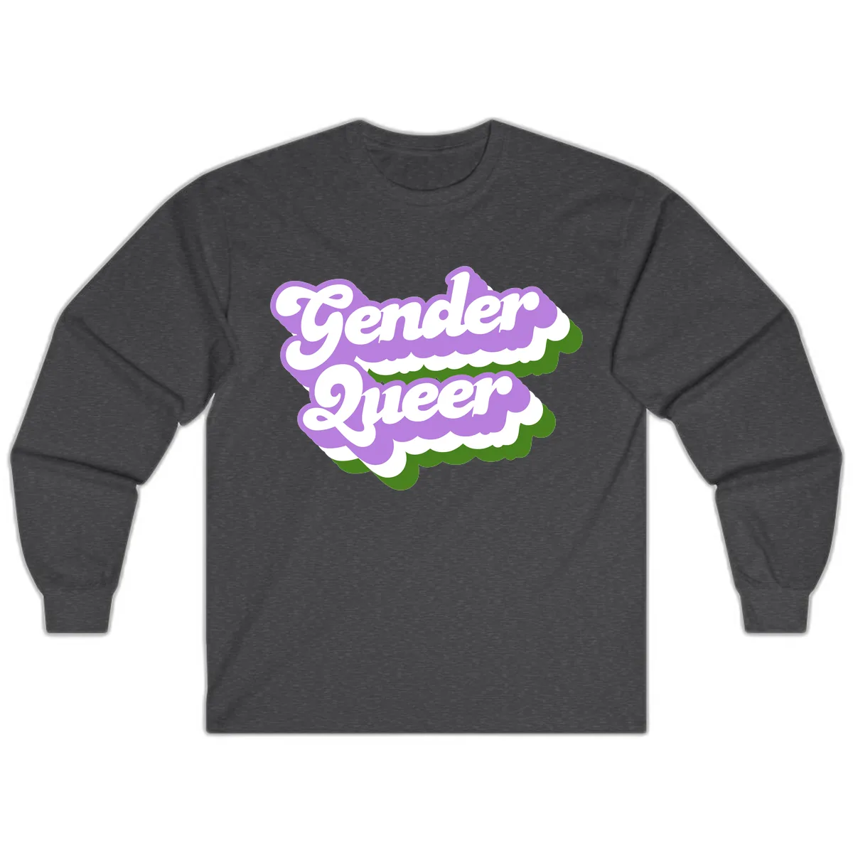 Gender Queer Pride Statement Long Sleeve in Dark Heather