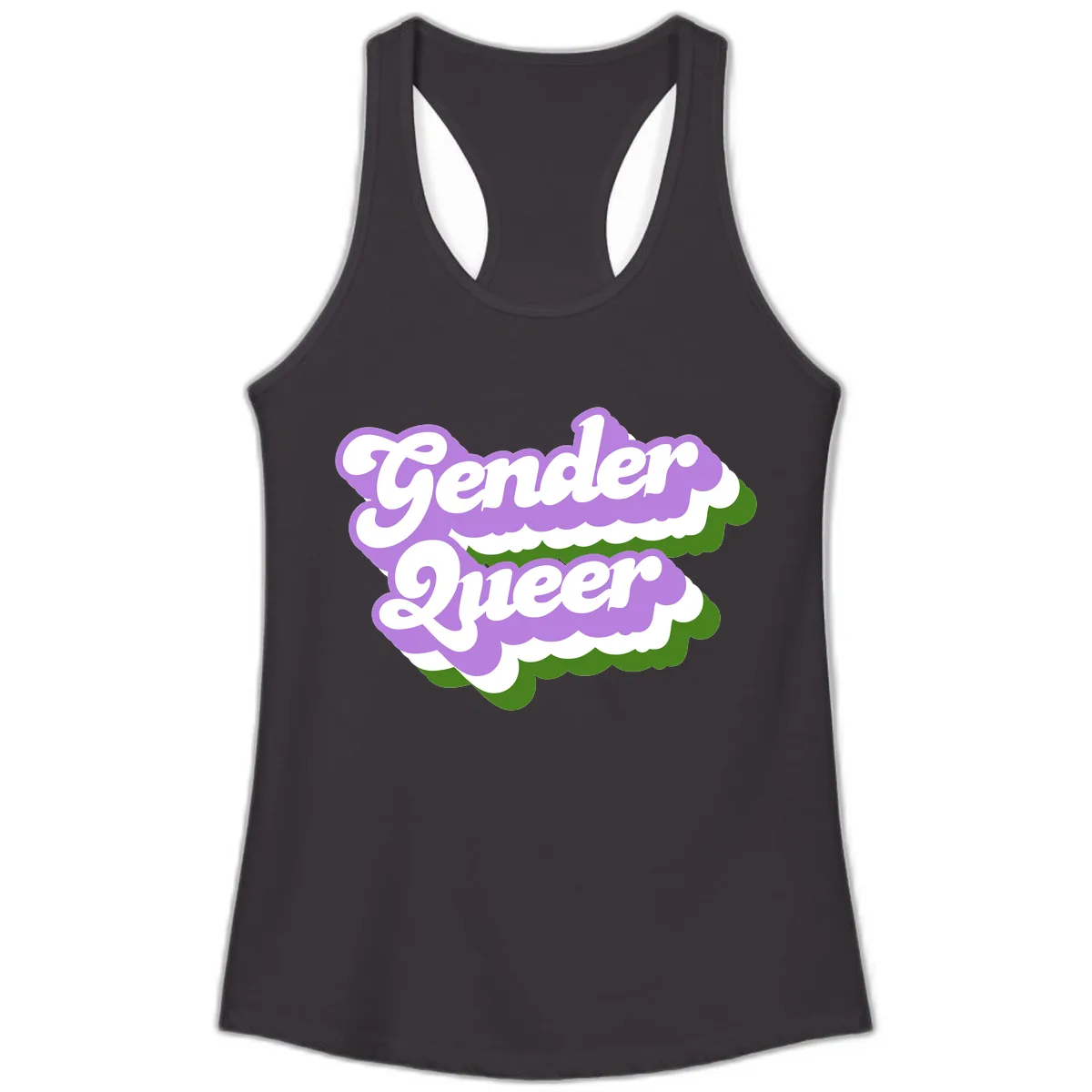 Gender Queer Pride Statement Ladies Tank in Black
